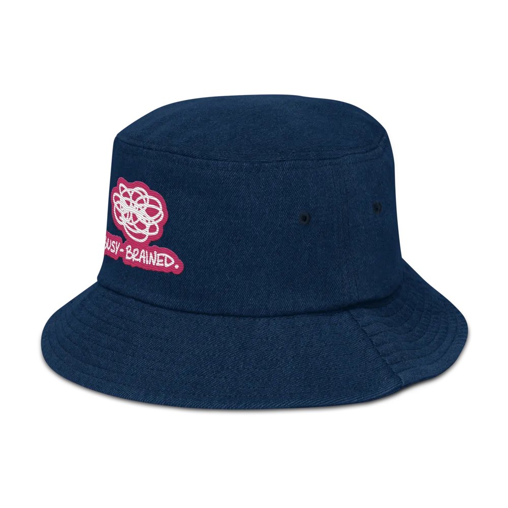 BUSY-BRAINED (pink bubble design 2) denim bucket hat product image (4)