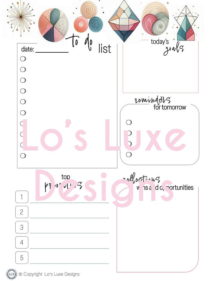 Vibrant Abstract To Do List Bundle - 8.5x11 Printable product image (1)