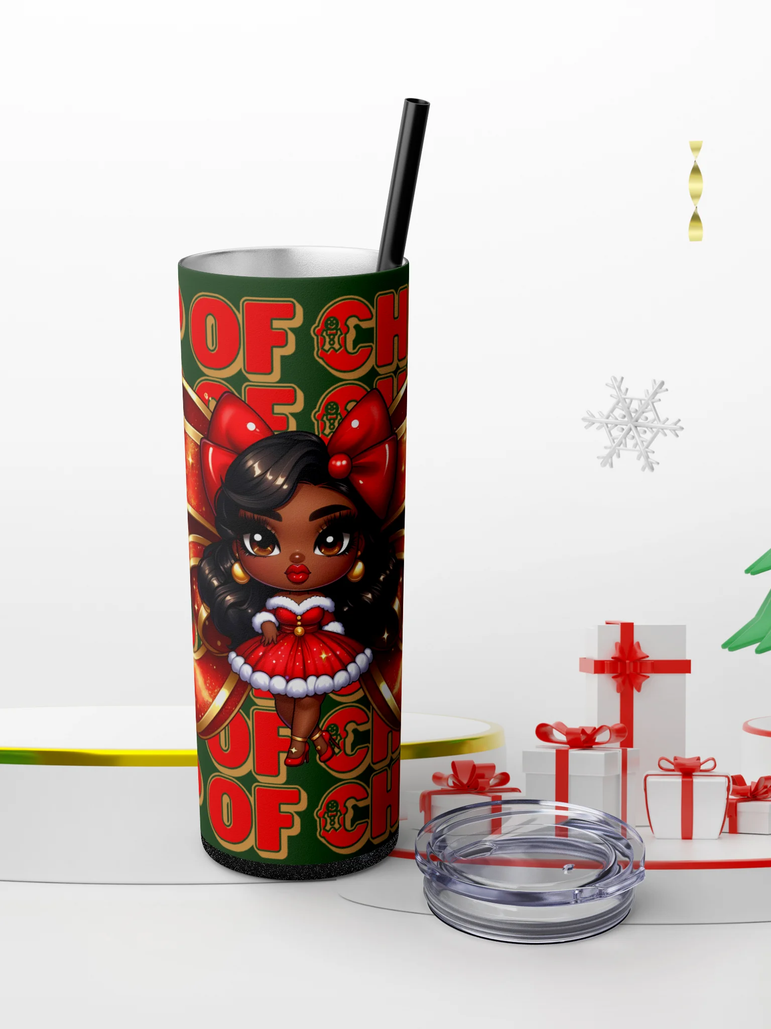 Christmas Tumbler Wrap Bundle • Chibi Holiday Girl PNG Set • Festive Sublimation Designs product image (8)