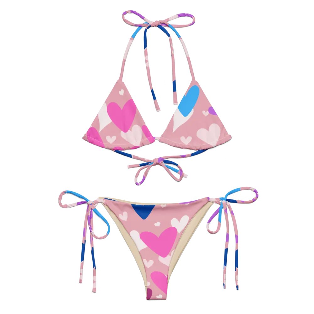 Pink Blue & White Love Heart Bikini product image (3)
