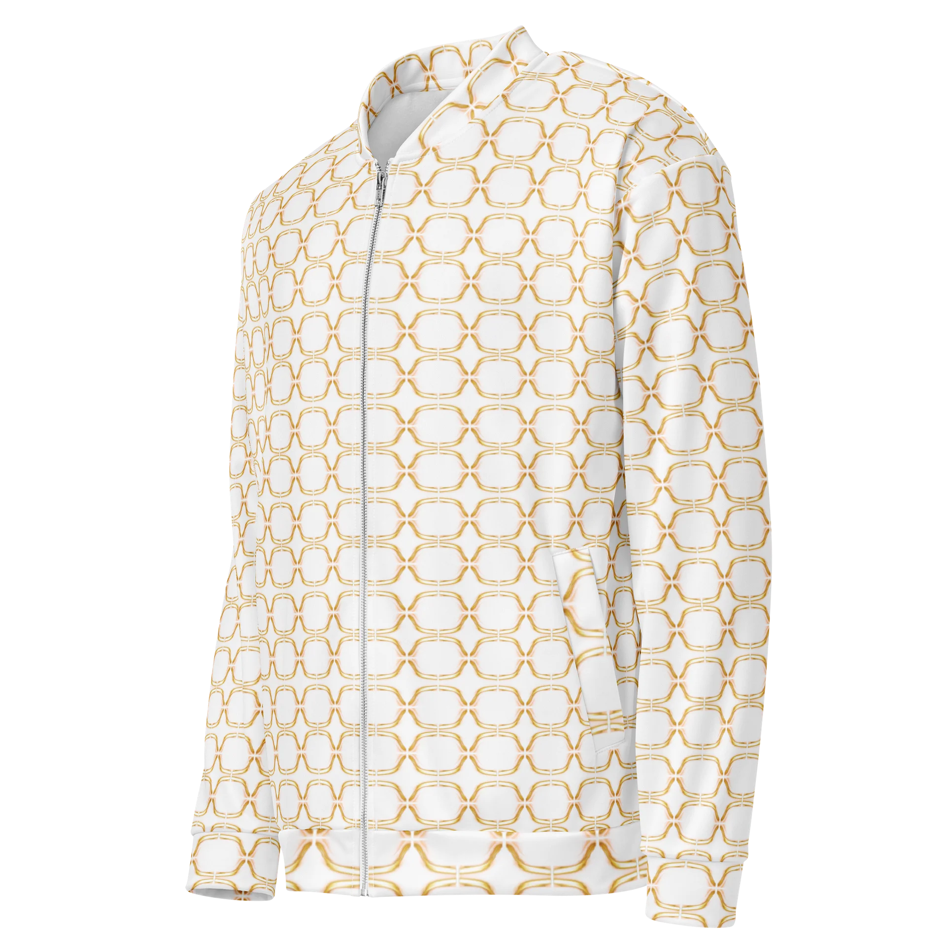Golden Arabesque Harmony: Modernes Linienmuster Vibrant Geometry All-Over Bomber Jacket product image (4)