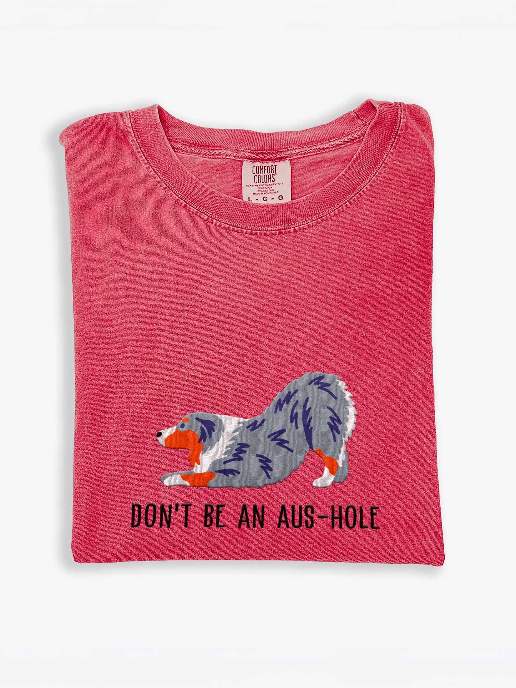 Don't Be an Aus-Hole T-Shirt(Embroidered) of an Australian Shepherd(Blue Merle) product image (1)