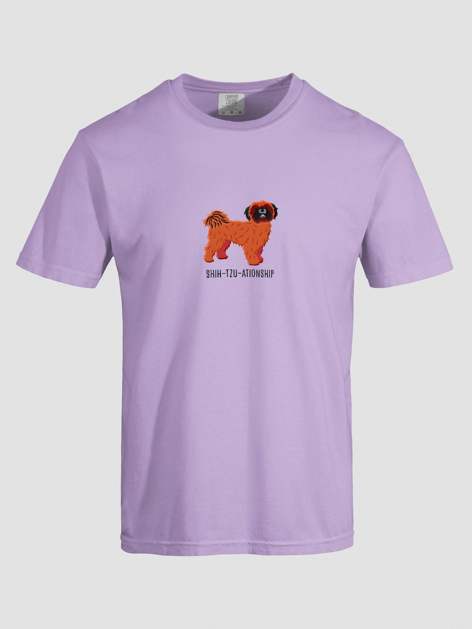 Shih-Tzu-ationship T-Shirt(Embroidered) of a Shih Tzu(Red with Black Mask) product image (10)