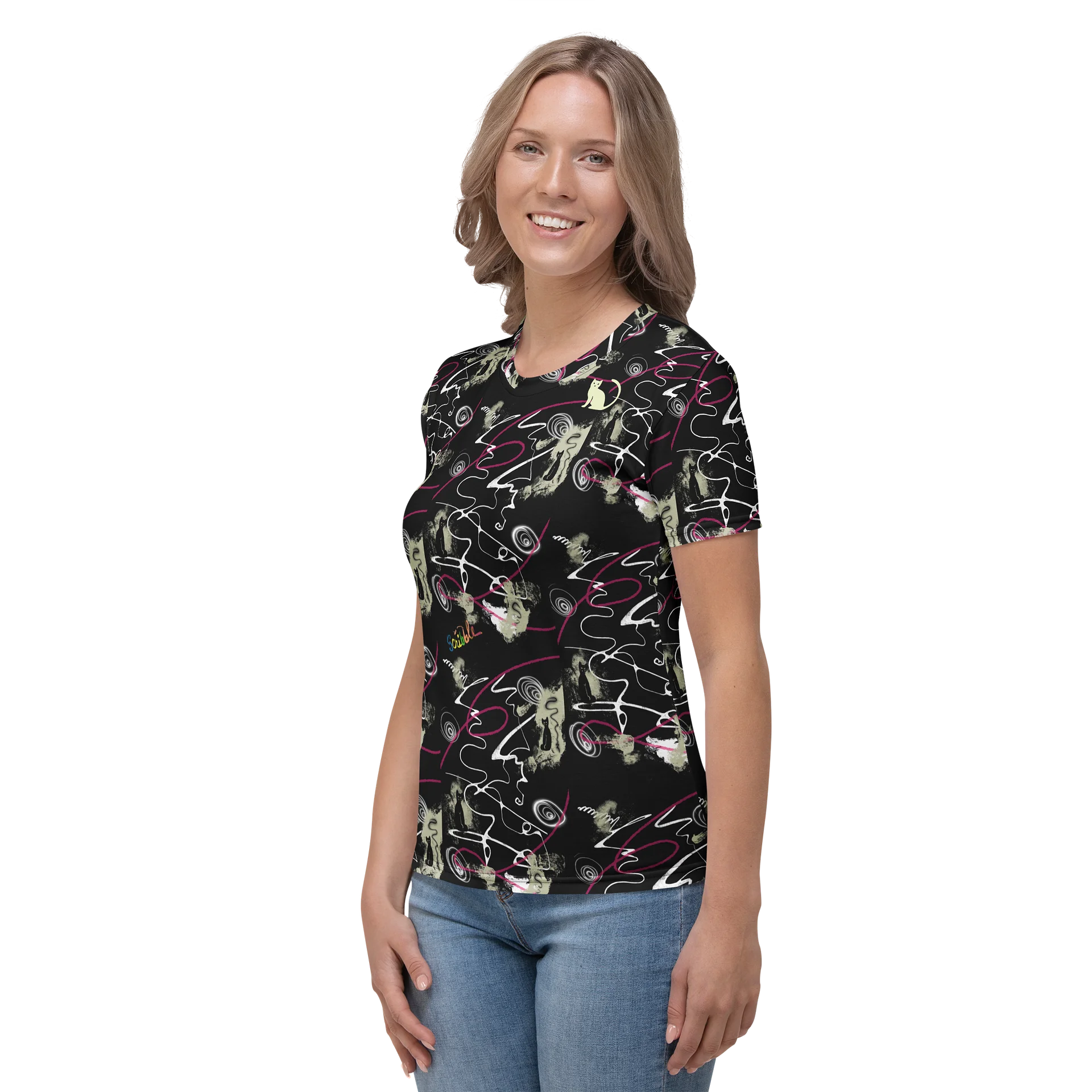 Women's Crew Neck Poly Tee 'Black Cat' product image (5)