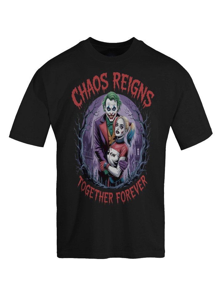 Joker & Harley Quinn 'Chaos Reigns Together Forever' Oversized Faded T-Shirt product image (1)