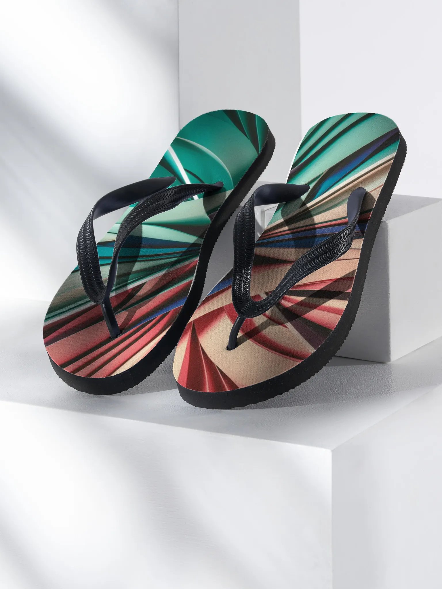 Complete Your Summer Look with Graphic Grove's Vibrant Abstract Flip Flops | Unisex, Comfortable, Sizes S-L product image (1)