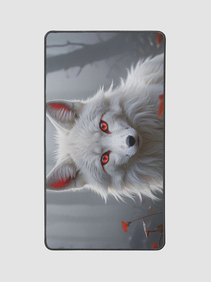 Mystical White Fox Deskmat | Enchanting Red-Eyed Fox Design product image (2)