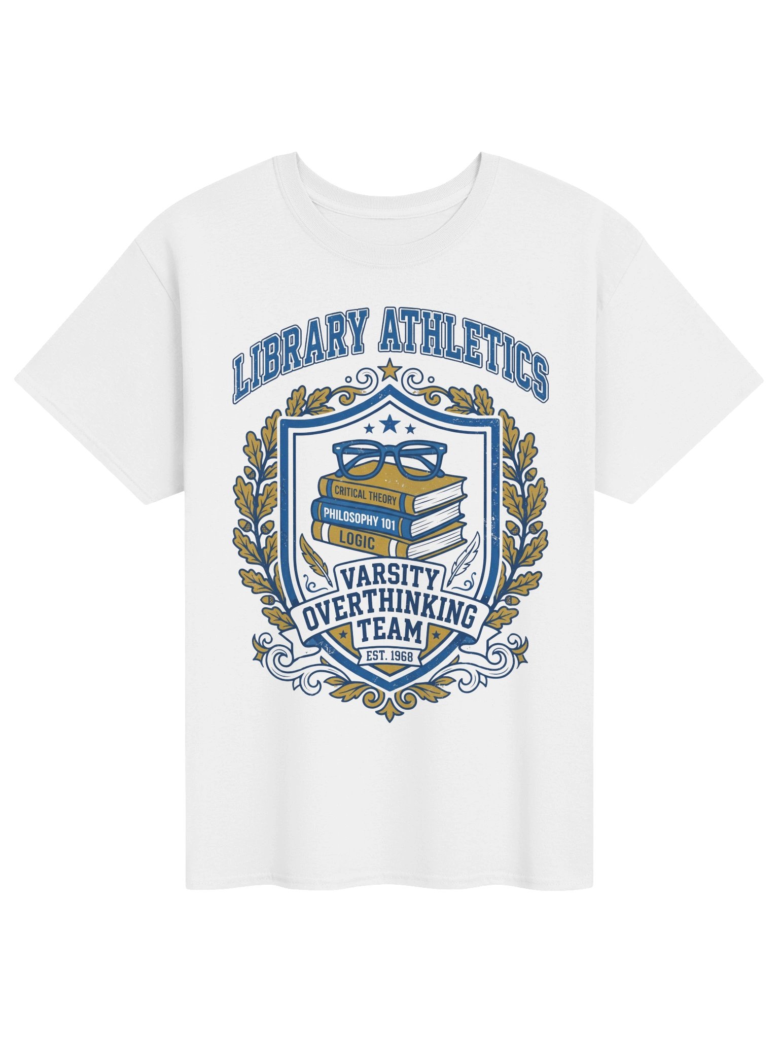 Varsity Overthinking Team Library Athletics Collegiate Funny T-Shirt product image (1)