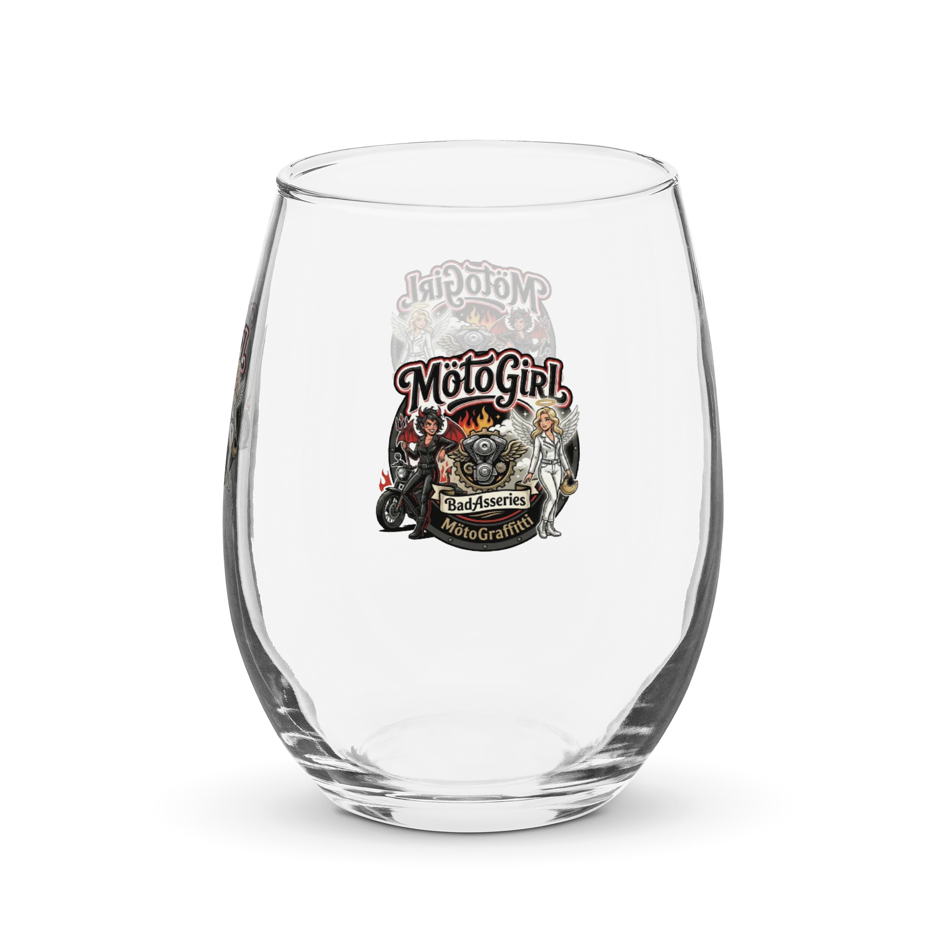 MotoGirl Emblem Stemless Wine Glass product image (3)