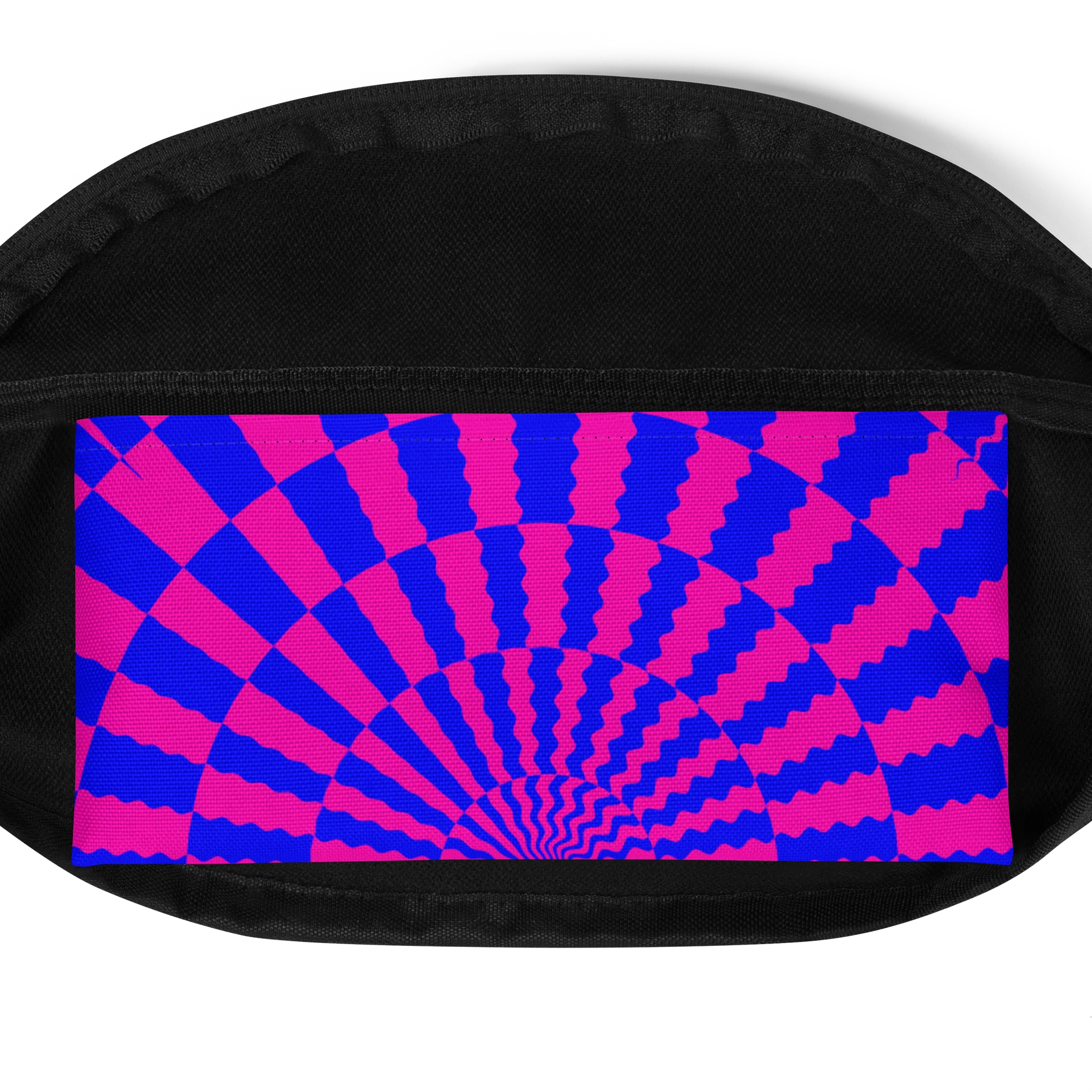 Psychedelic Spiral Festival Fanny Pack, Trippy Illusion Art Techno Lover Rave Bag, Neon Pink Blue Cotton Candy Colors Twisted Accessories product image (4)