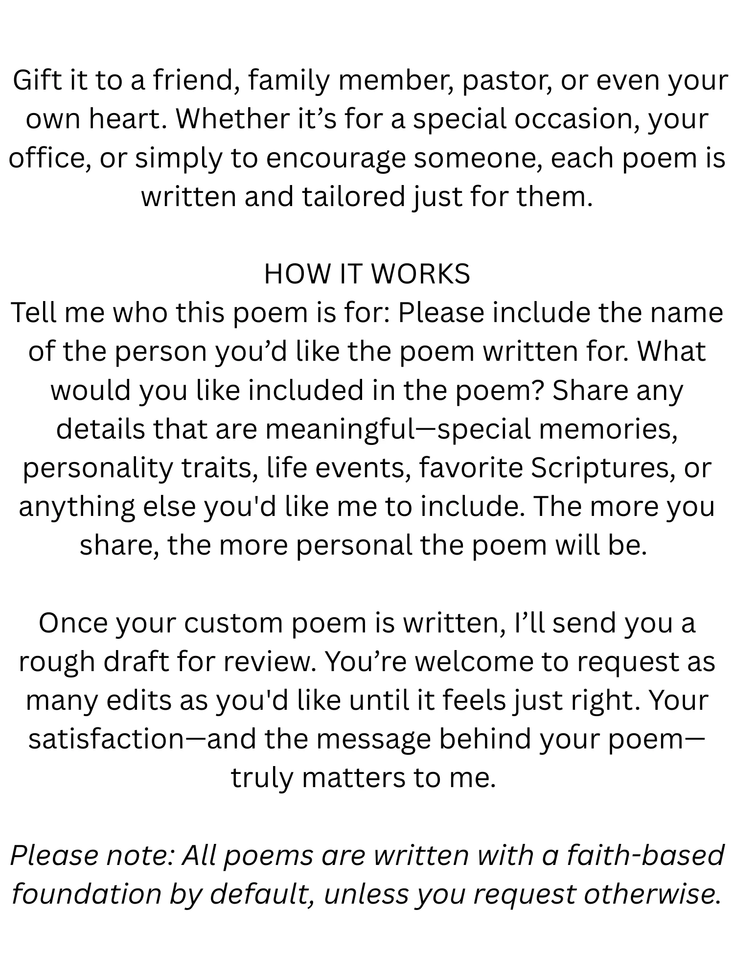 Custom Poem with Title on the Left product image (2)