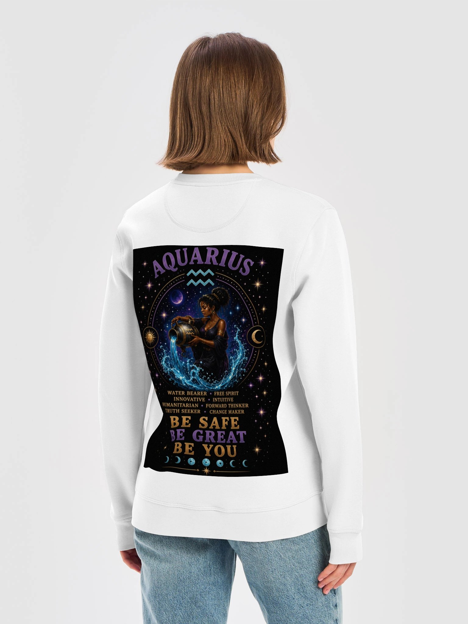 Aquarius For the visionaries. Innovative. Independent. Humanitarian. Aquarius isn’t afraid to think differently. 🌊 Be Safe. Be Great. Be You. product image (16)