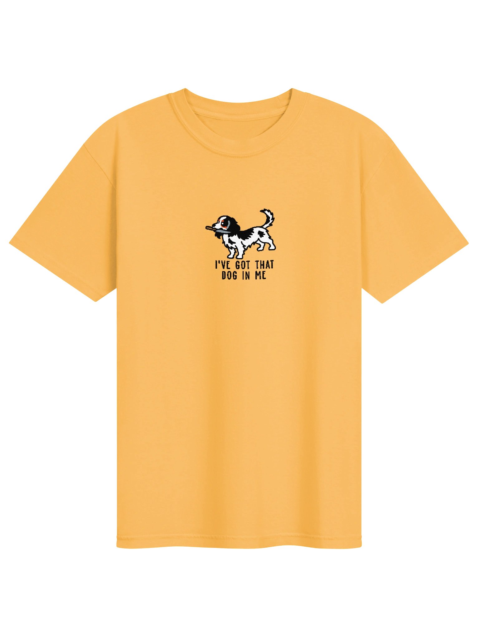 I've Got That Dog In Me Funny Chibi-Style Embroidered T-Shirt for Longhaired Dachshund(Pied, Black & White) Owners product image (55)
