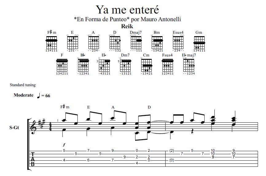 Ya me enteré - Partitura + Tabs + Acordes + Pista product image (1)