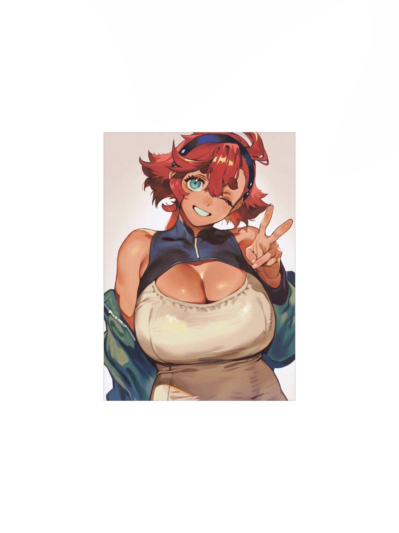 Red Hair Peace Sign Girl Print product image (1)