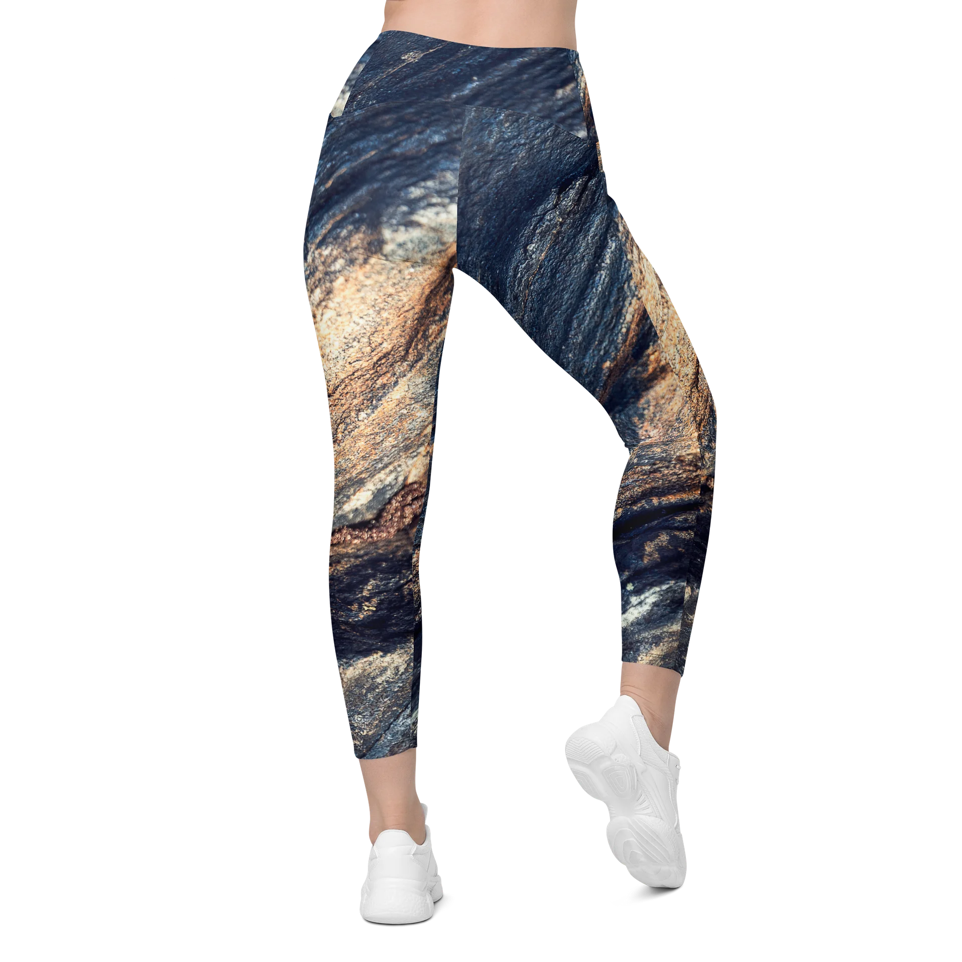 Obsidian Vein Women's Crossover High-Waisted Leggings with Dual Pockets product image (2)