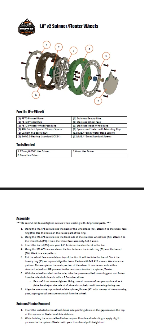 Fox On Rocks 1.8" v2 Spinner Floater Instructions product image (1)