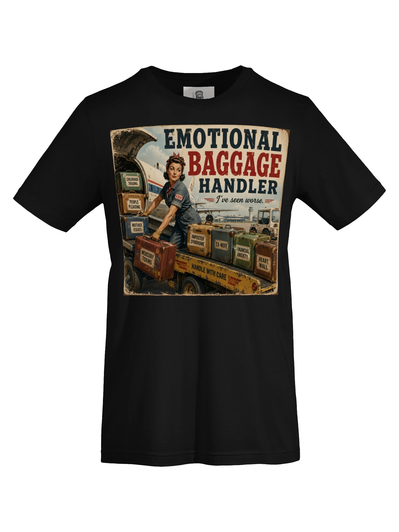 Emotional Baggage Handler – I've Seen Worse Vintage Retro T-Shirt product image (5)