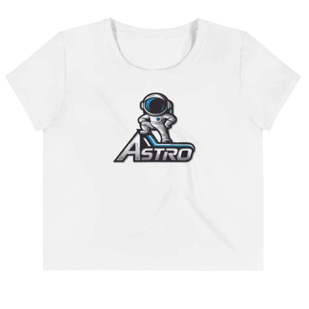 Astro Women's Crop Tee - Trendy Astronaut Graphic in White product image (3)