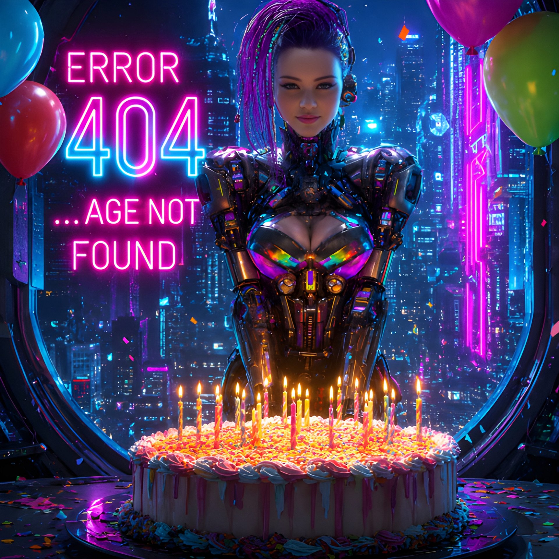 Funny Birthday Gift For Tech Nerds | Error 404 Age Not Found Cyberpunk Print product image (2)