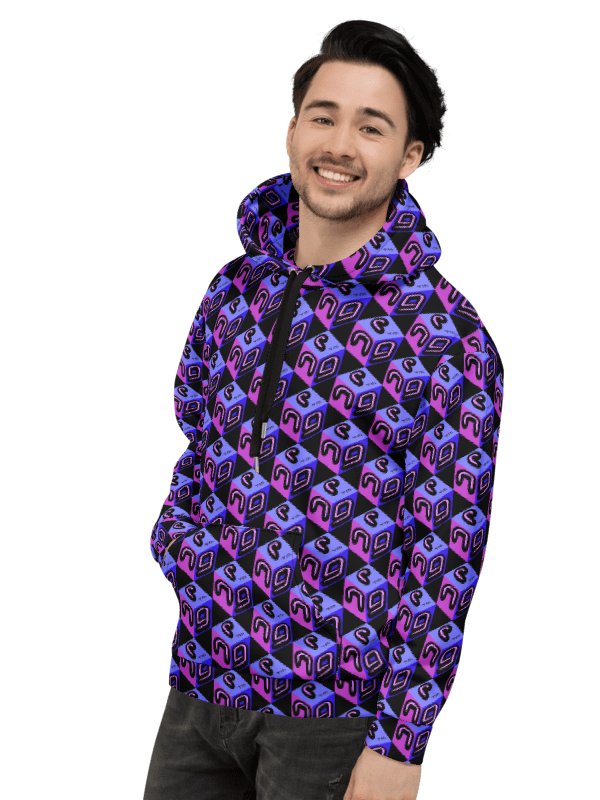 Next Generation Records Recyled Hoodie All Over Print NGR Cube Logo product image (1)