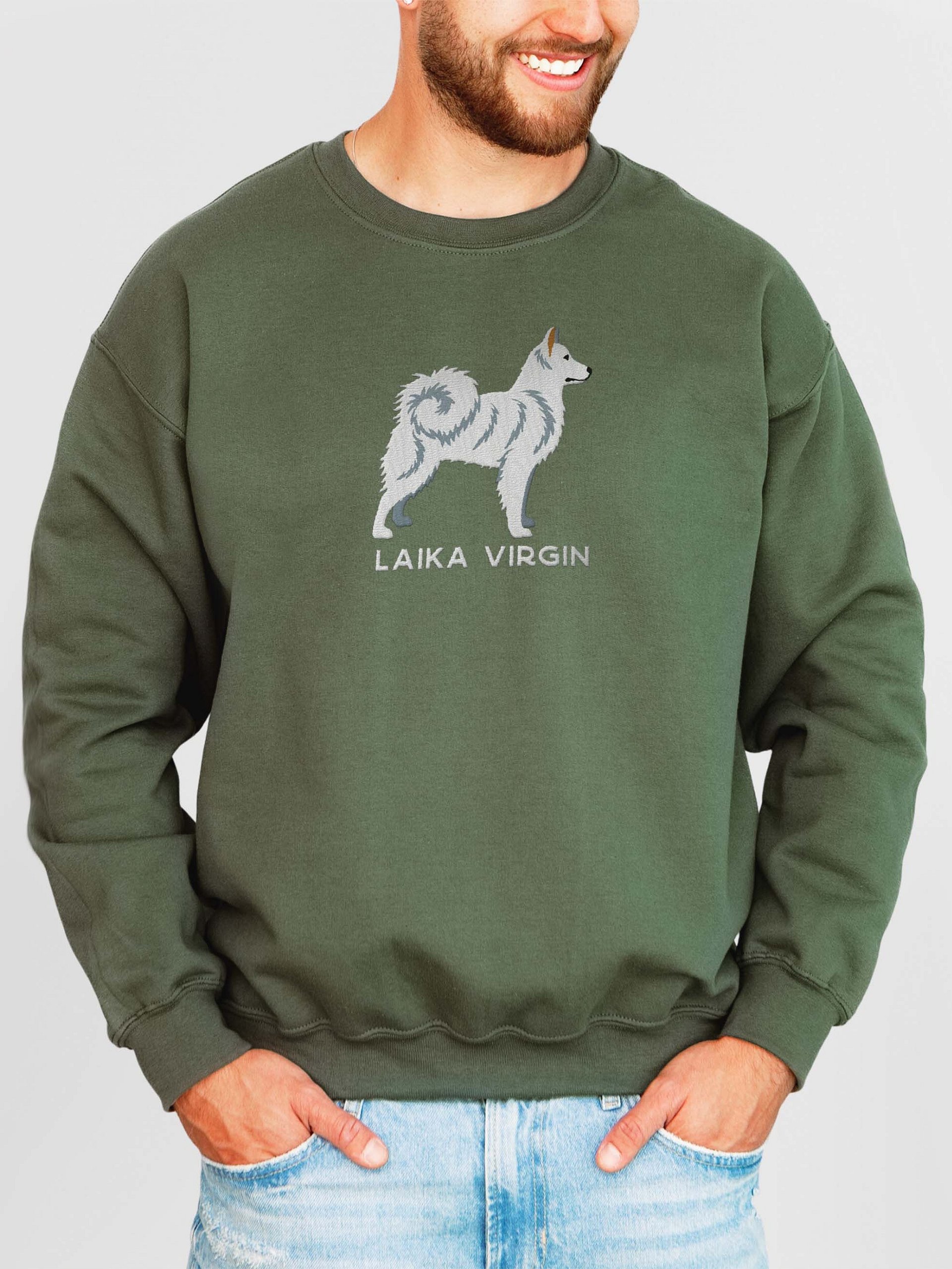 Laika Virgin Sweatshirt (Embroidered) of a Yakutian Laika(White) product image (2)