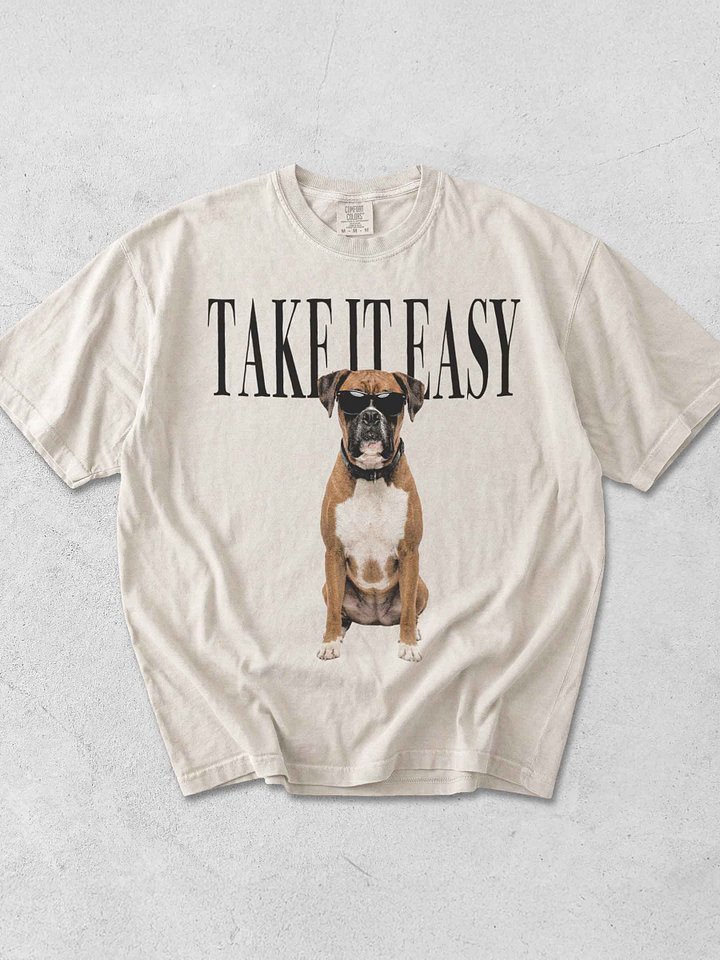 Take It Easy '90s Pop Vintage-Style T-Shirt for Boxer(Tan) Owners product image (1)
