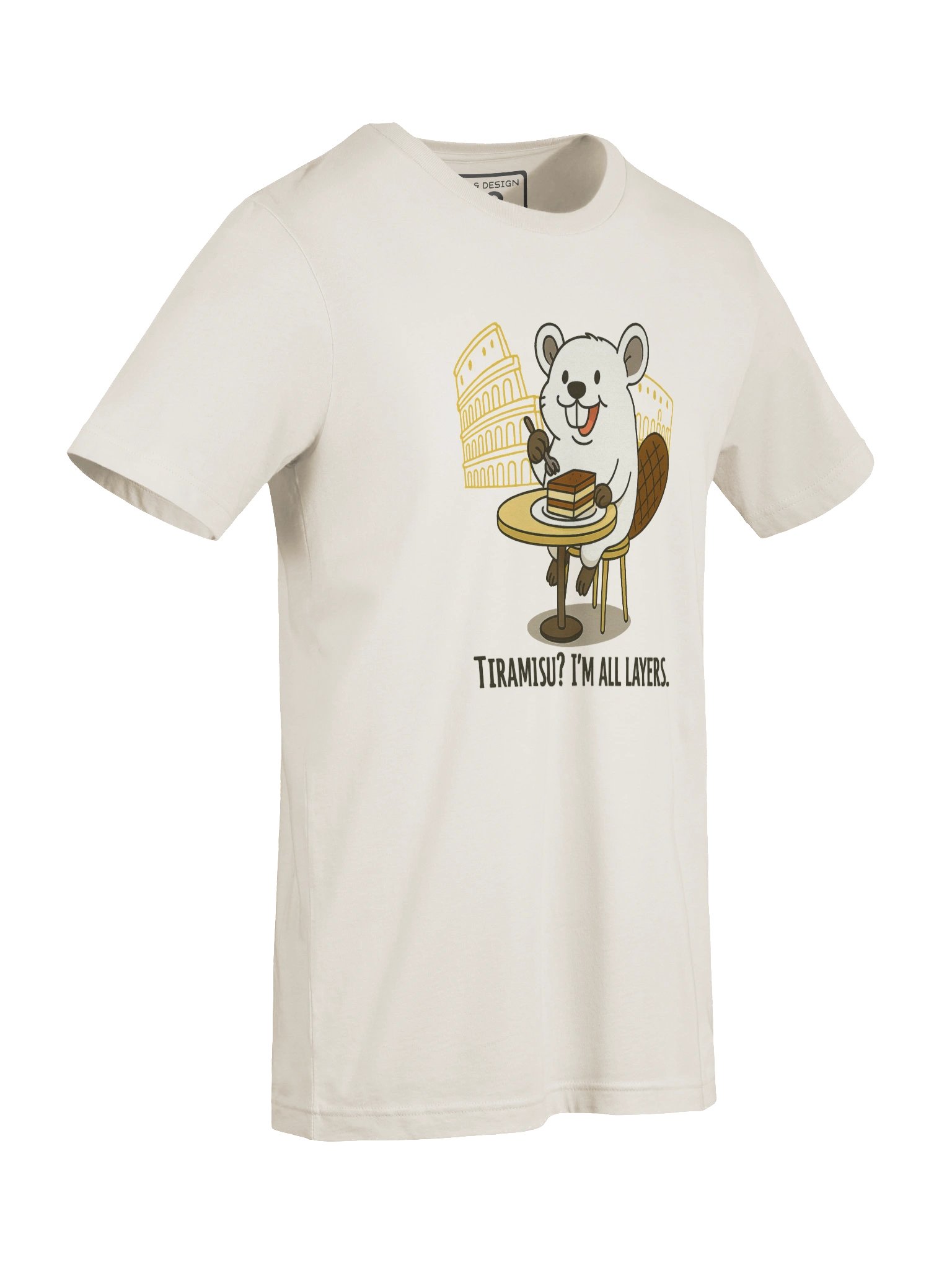 Funny Beaver Tiramisu Shirt – Cute Italy Food Pun Tee with Colosseum – “I’m All Layers” | art.4uand.me product image (3)