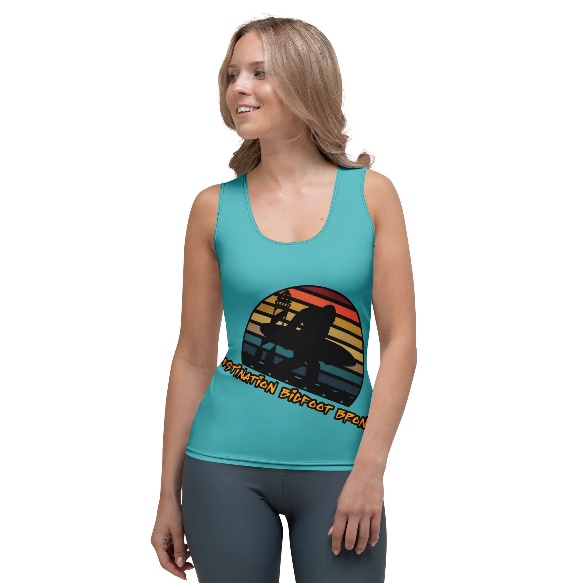 Destination Bigfoot Bronco Slanted Classic Logo Women's Tank (Dark Turqouise) product image (1)