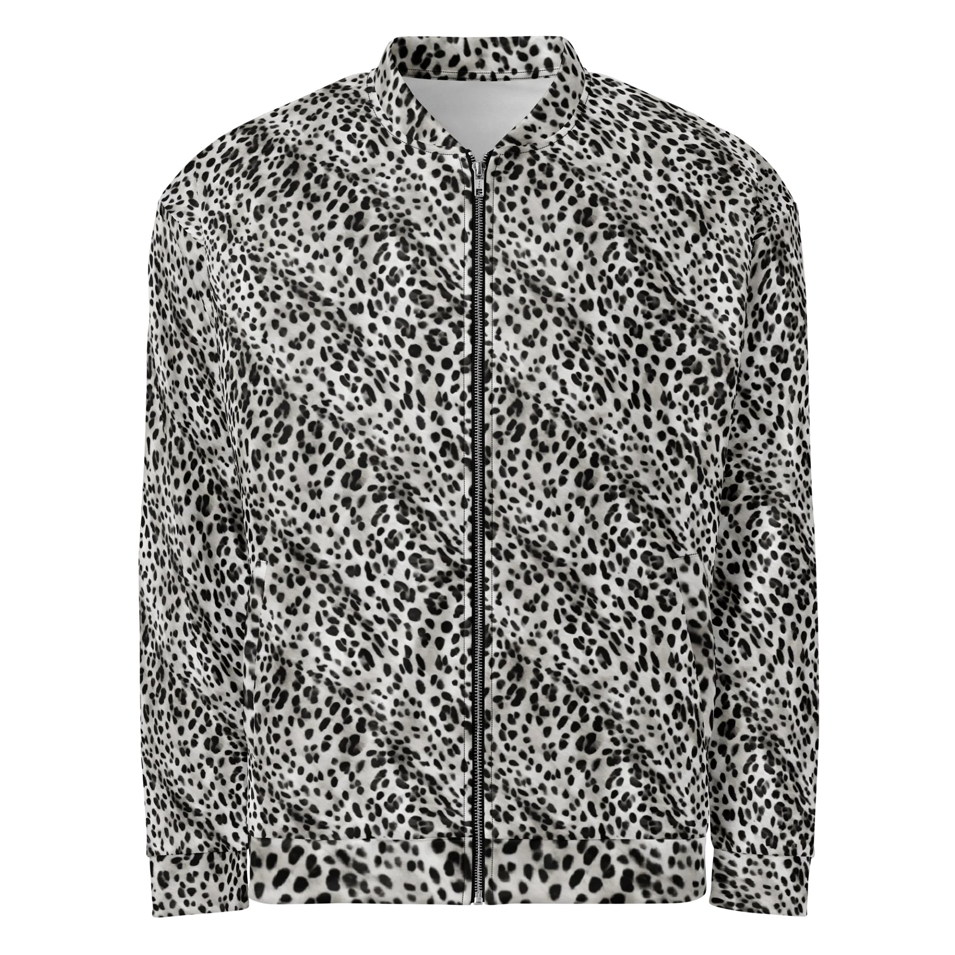 Grey Leopard Bomber Jacket product image (1)
