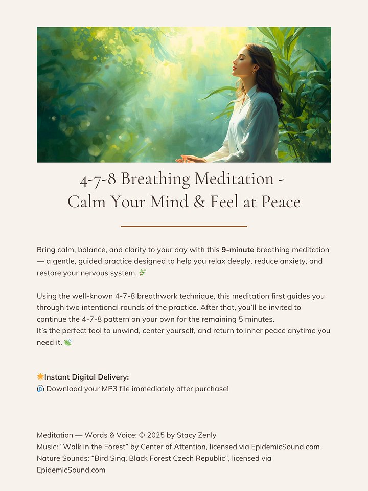 4-7-8 Breathing Meditation - Calm Your Mind & Feel at Peace | MP3 Audio Download product image (2)