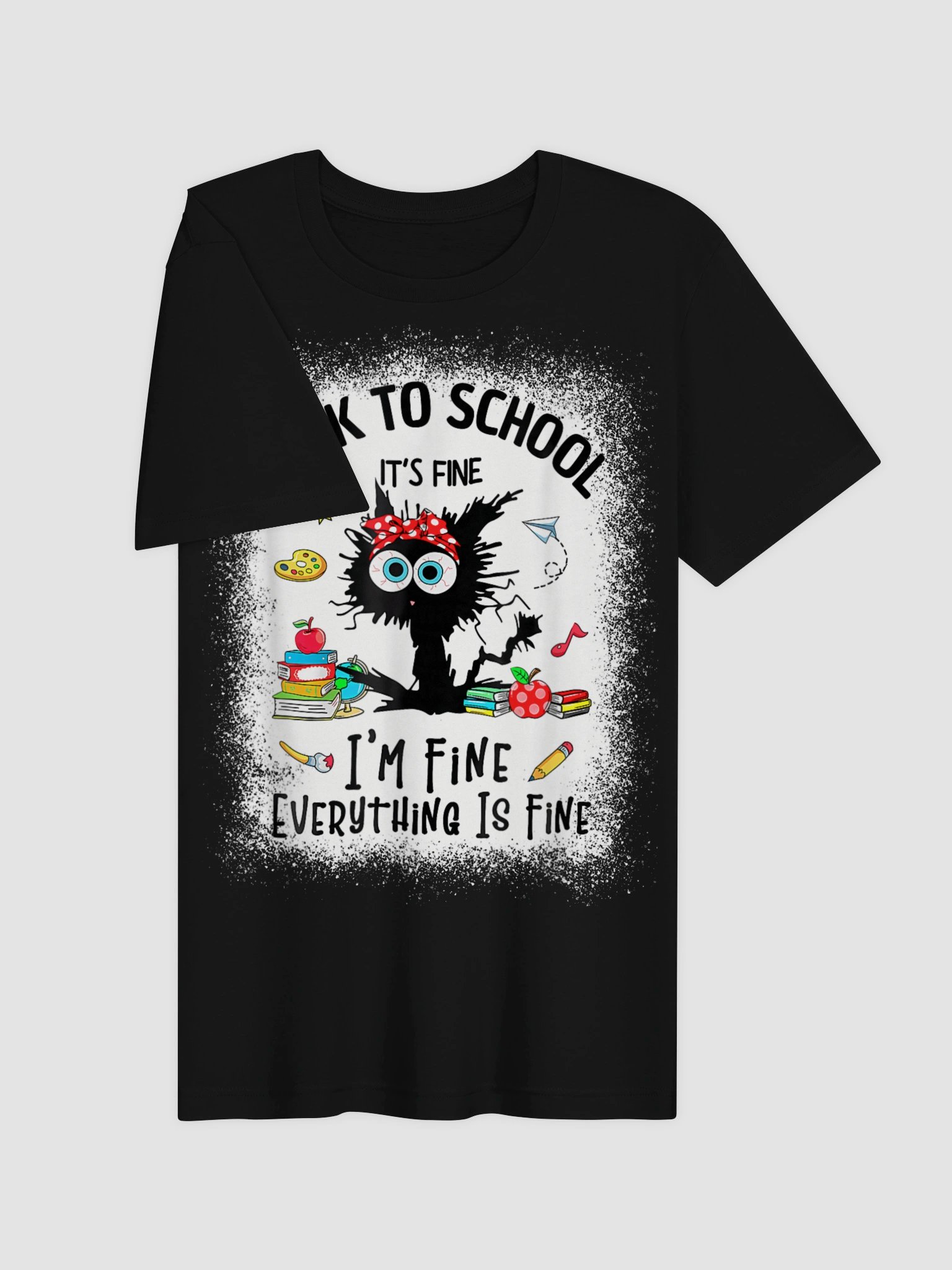 Back To School Im Fine Everything Is Fine Teacher Cat Shirt Happy First Day of School T-Shirt product image (24)