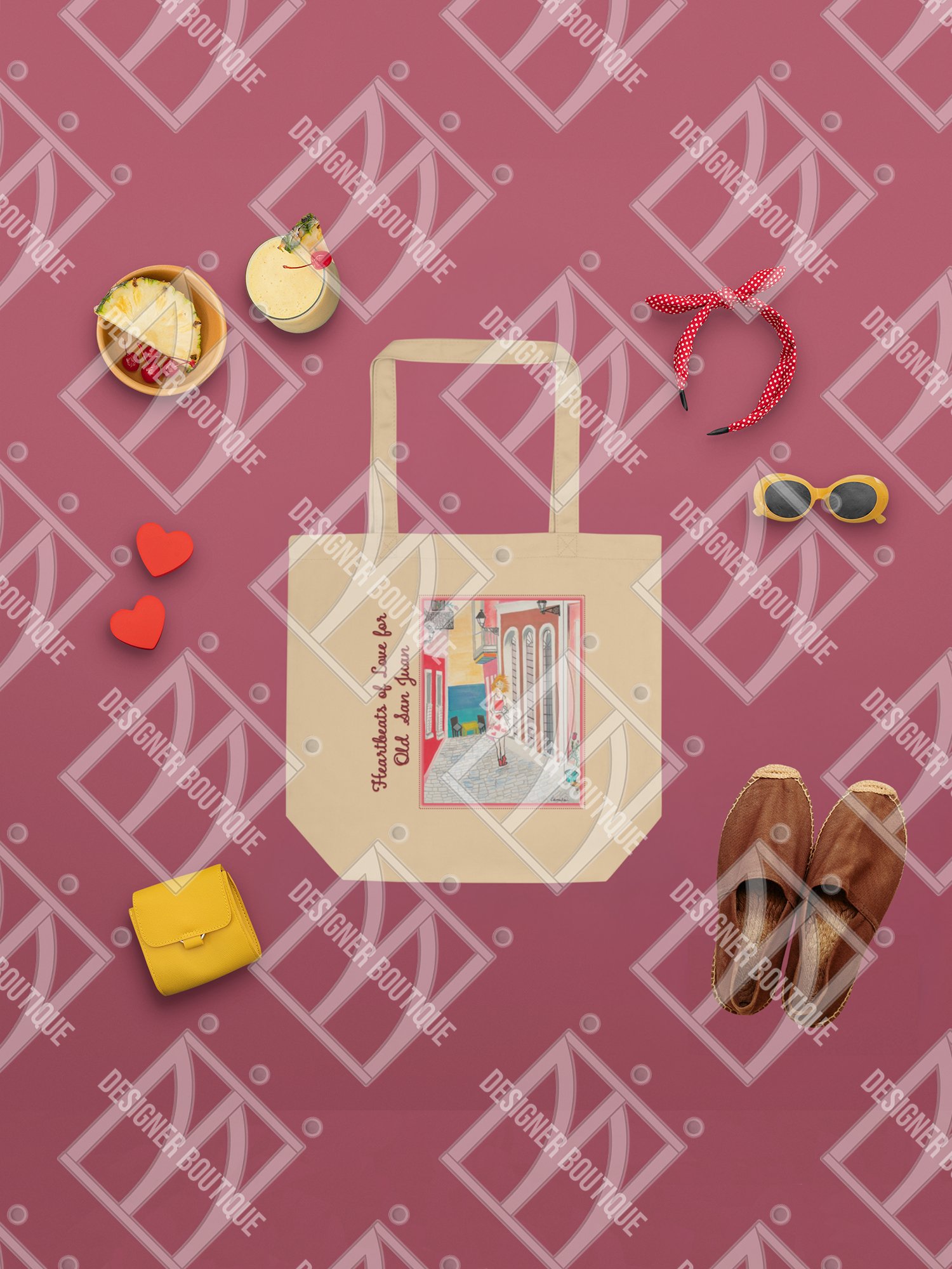 NN Designer Boutique x Camila Arraiza: Tote Bag (Redhead) – Heartbeats of Love for Old San Juan product image (2)