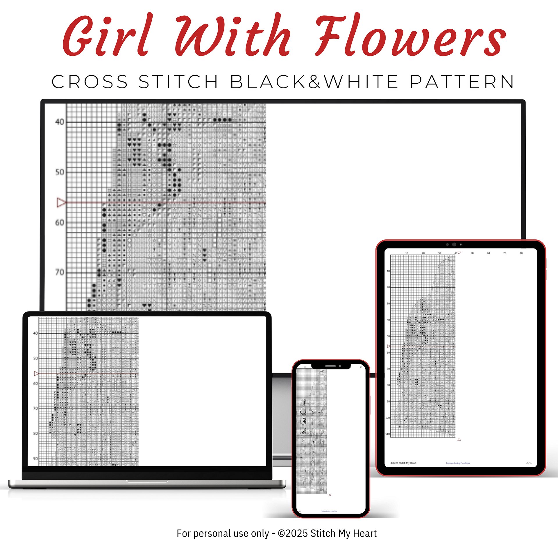 Girl With Flowers Cross Stitch Pattern product image (4)
