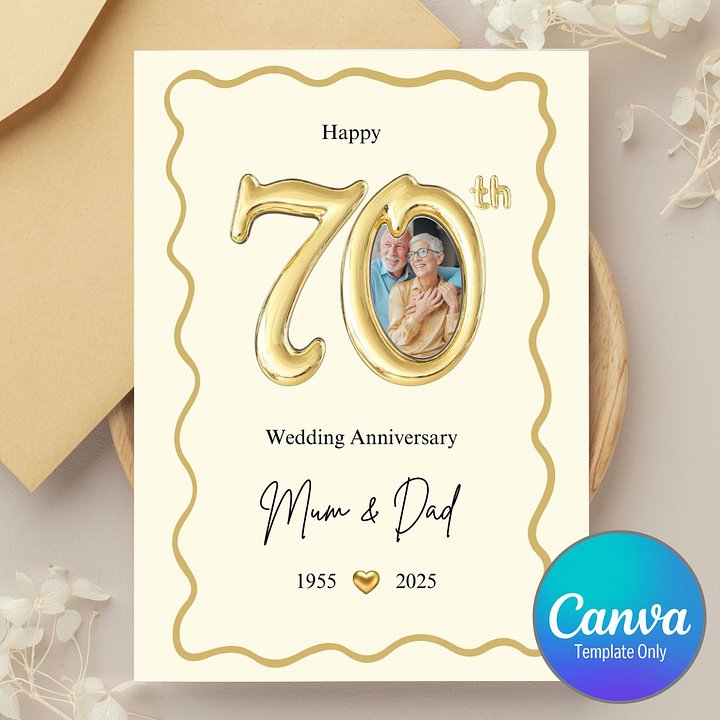 70th Year Wedding Anniversary Photo Card For Parents Template product image (1)