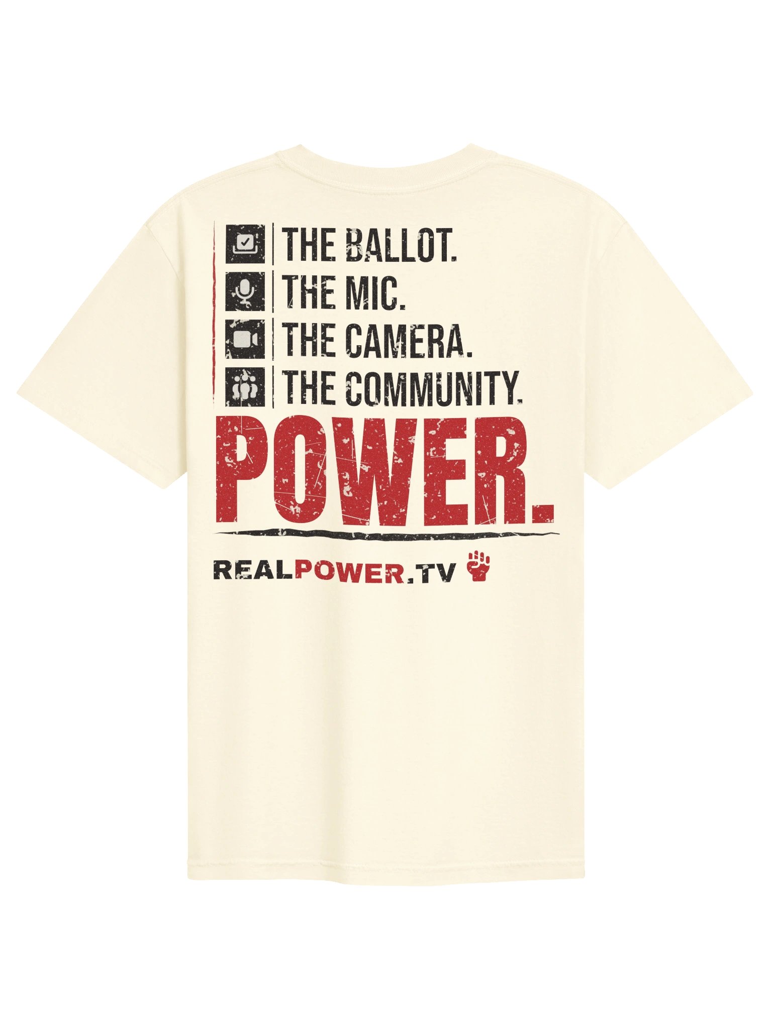 BALLOT. MIC. CAMERA. COMMUNITY. Tee — The Saying Wall product image (2)