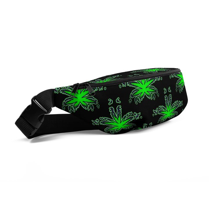 Black Green Purple Weed Leaf Fanny Pack, 420 Cannabis Bag, Stoner Fashion Accessory product image (2)