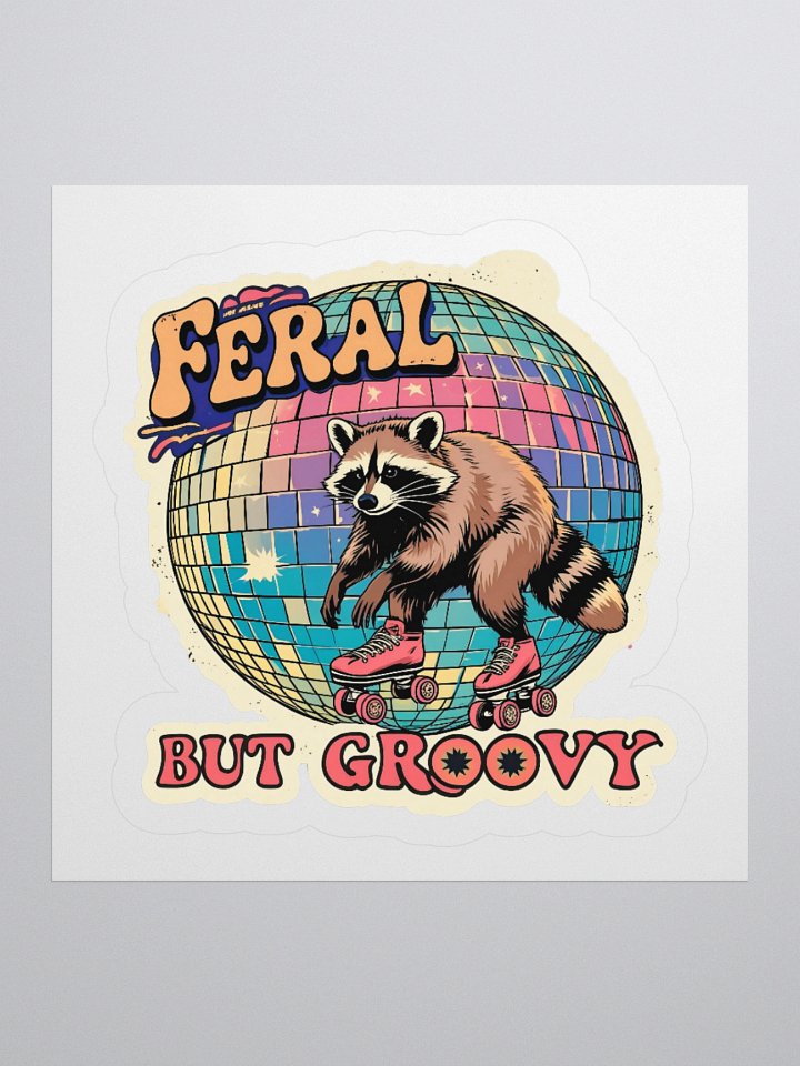 Feral But Groovy Raccoon Kiss Cut Stickers product image (3)