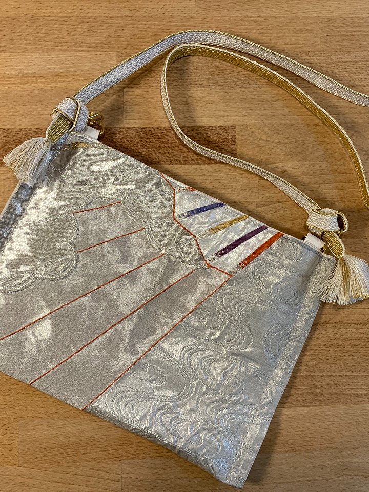 Upcycled Japanese Silk Obi Shoulder Purse ~ Handmade Bag with Vintage Japanese Kimono Textiles product image (2)