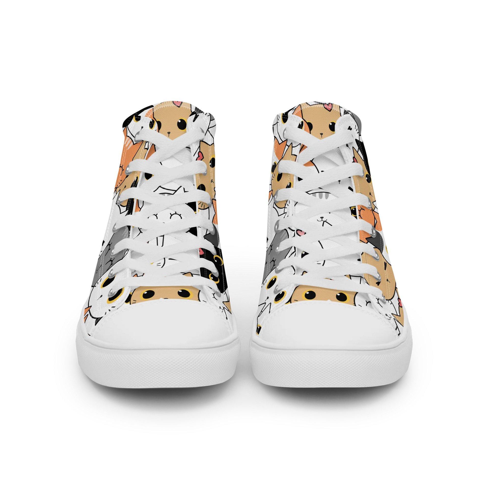 Whimsical Cat Faces High Top Canvas Shoes product image (3)