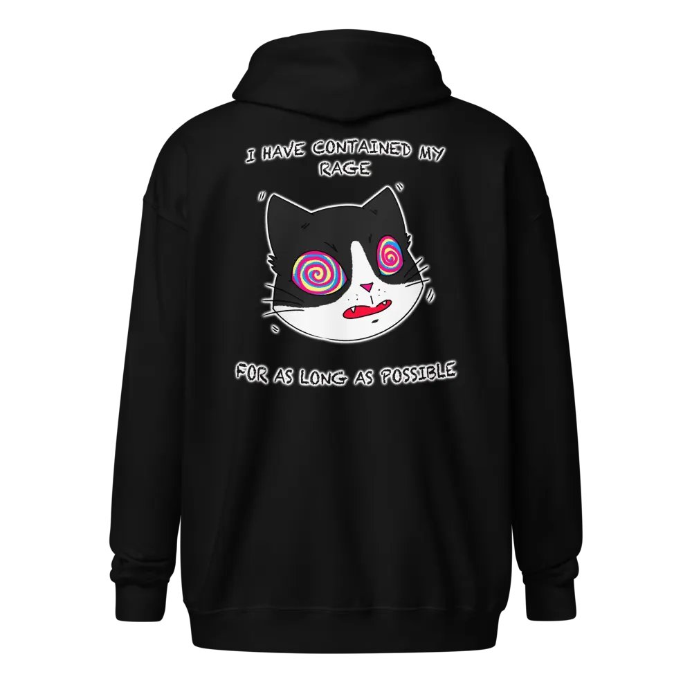 Rage Cat With Text on the Back Classic Zip Hoodie Multicolor product image (2)