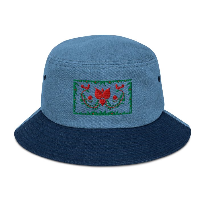Hungarian Folk Art Floral Denim Bucket Hat product image (1)