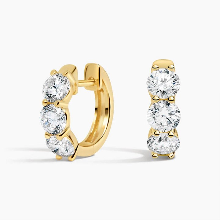 Zelda Lab Diamond Huggie Hoop Earrings in 925 Sterling Silver product image (1)