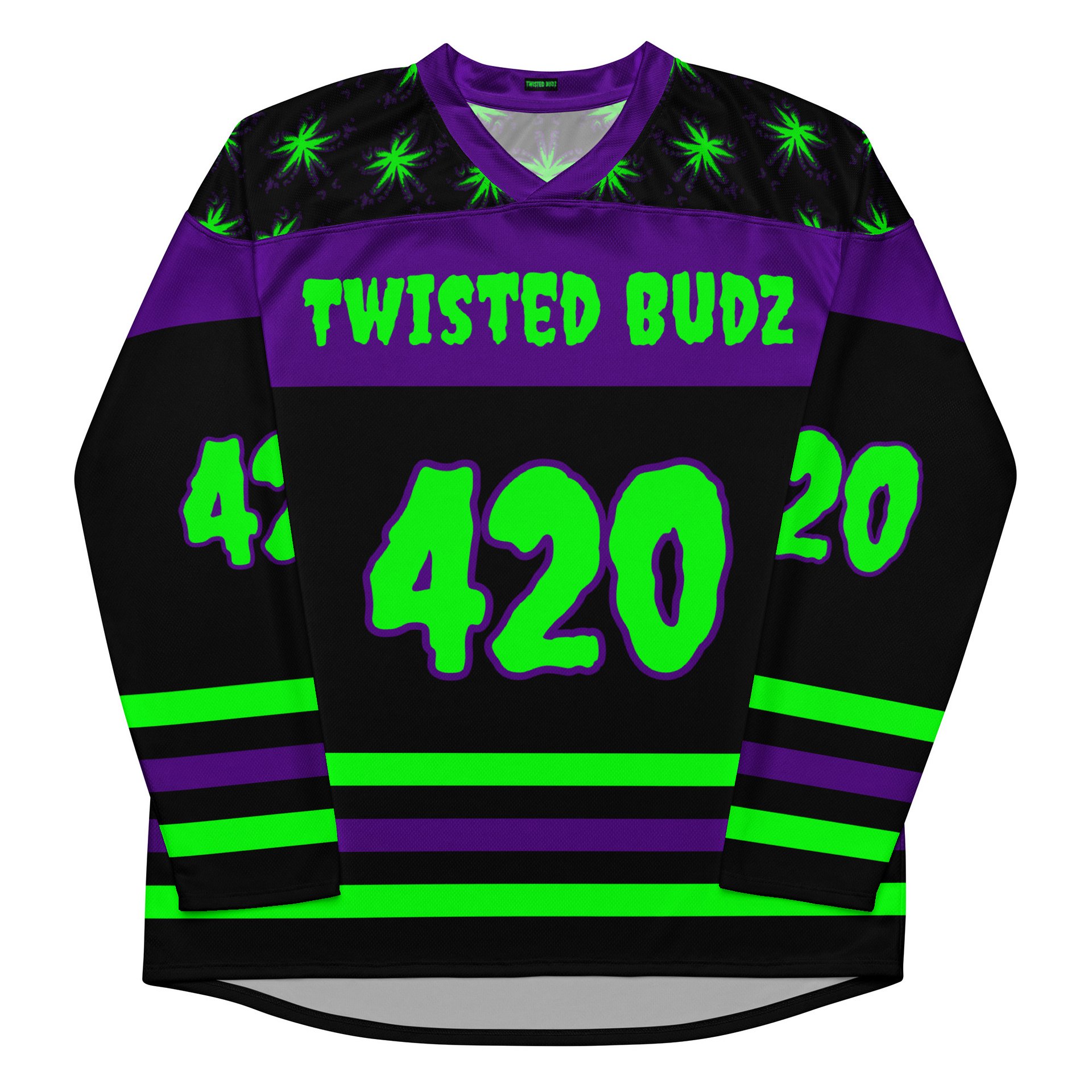 Twisted Budz 420 Hockey Jersey, Cannabis Rave Wear, Horror Lover Stoner EDM Clothes, Best Friend Weed Shirt, Alt Music Festival Pot Leaf Top product image (2)