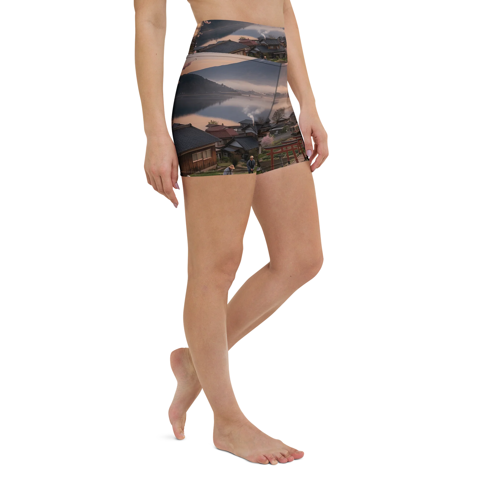 Mount Fuji High Waisted Yoga Shorts | Printed Activewear product image (5)