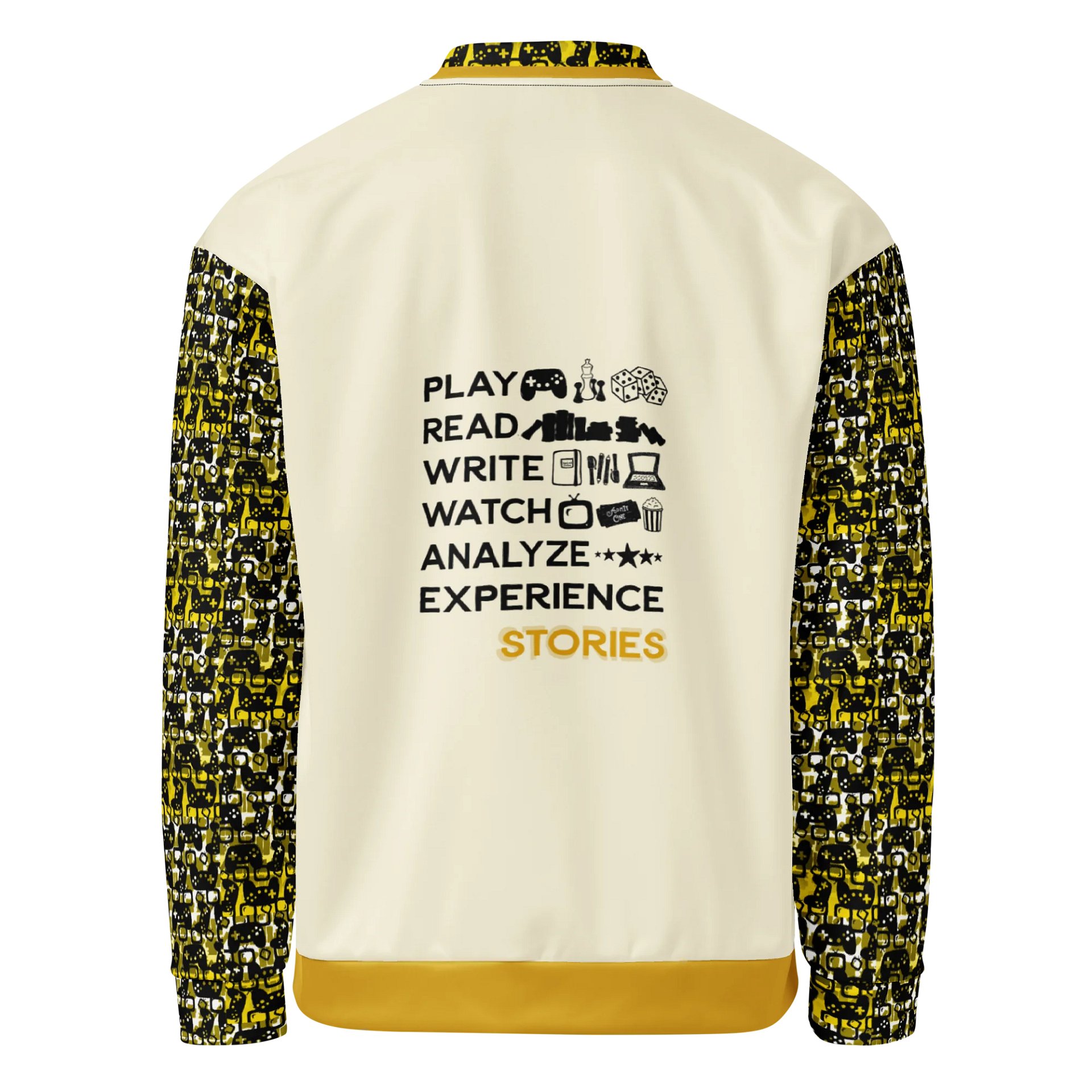 Experience Stories Unisex Bomber Jacket (Gold, Yellow, and Black) product image (4)