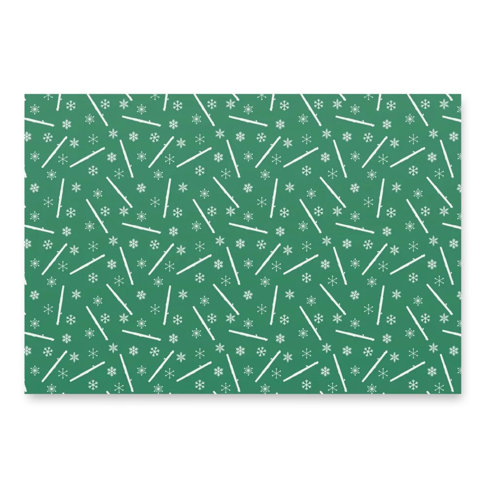 Flutes and Snowflakes - Piccolo - Green Gift Wrap Paper Sheets product image (6)