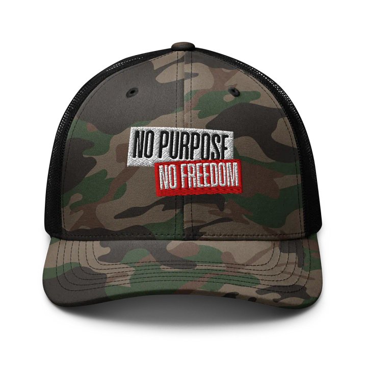 Rebel Camo Statement Trucker Hat | no purpose no freedom product image (2)