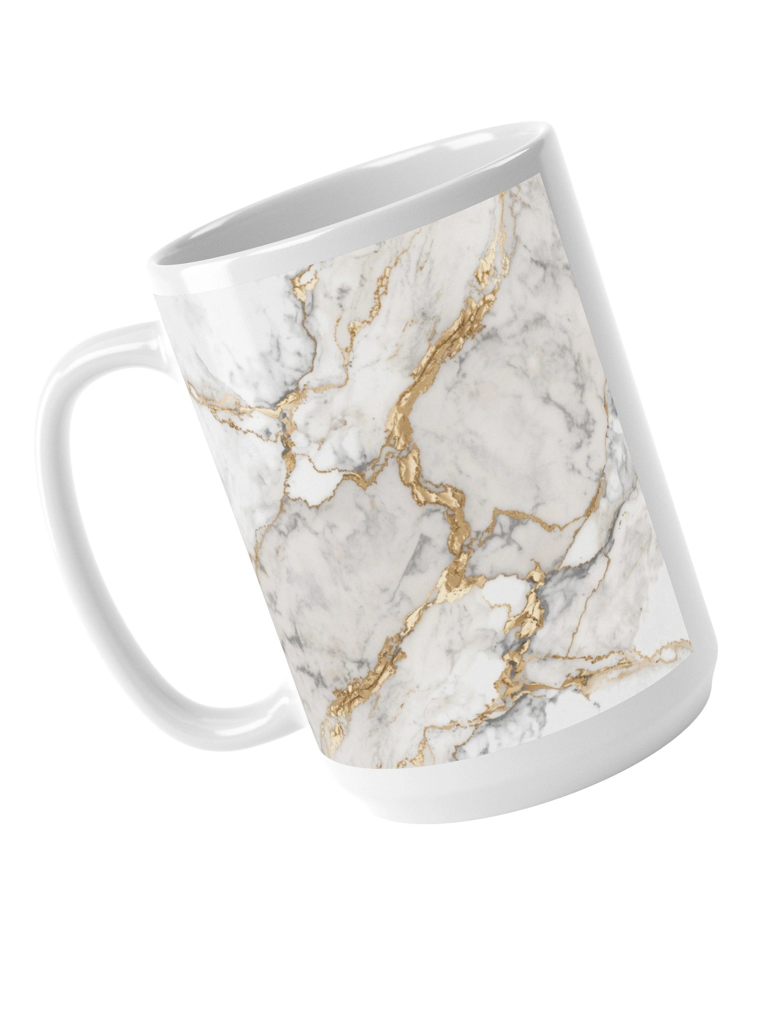 Golden Veins Marble Wall Art | Elegant White & Gold Abstract Decor-15oz product image (5)