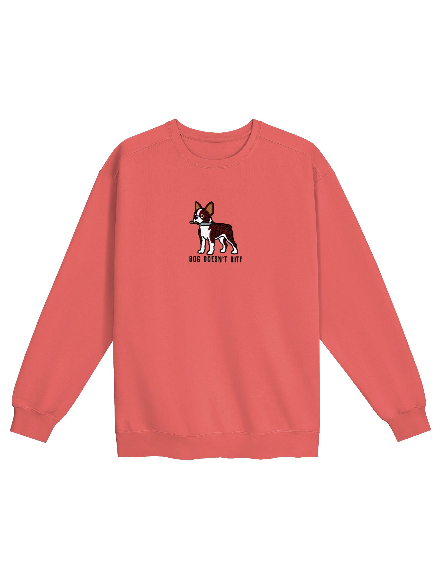 Dog Doesn't Bite Funny Chibi-Style Embroidered Premium Sweatshirt for Boston Terrier(Brindle) Owners product image (1)